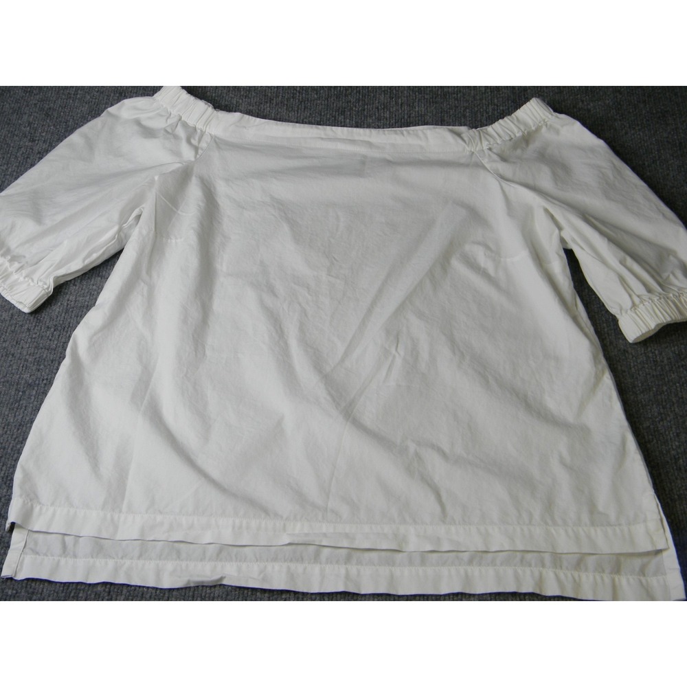 Lauren Ralph Lauren Blouse Womens PL White Off Shoulder Cotton Short Sleeve Top